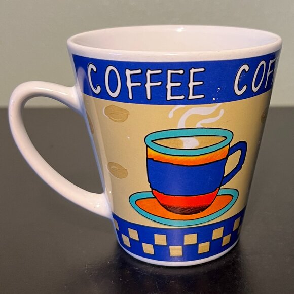 Pair of LATTE & COFFEE Mugs with Café Graphics in Eye-Popping Electric Colors - Picture 6 of 11
